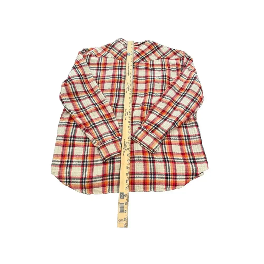 Lucky Brand Mens XXL Plaid Flannel Shirt Orange/Red/Black Button Front